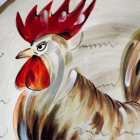 TableTops Gallery Romalo Rooster Dinner Plate 11.5" set of 4 Hand Painted Rustic - Picture 12 of 13